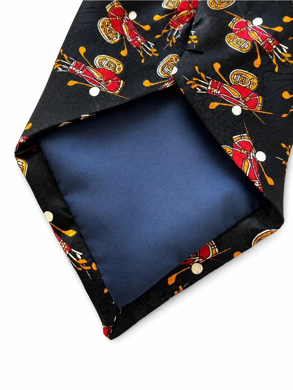 Vintage Dino Romaro Men's Golf Novelty Print Tie ~ Golf Clubs Print